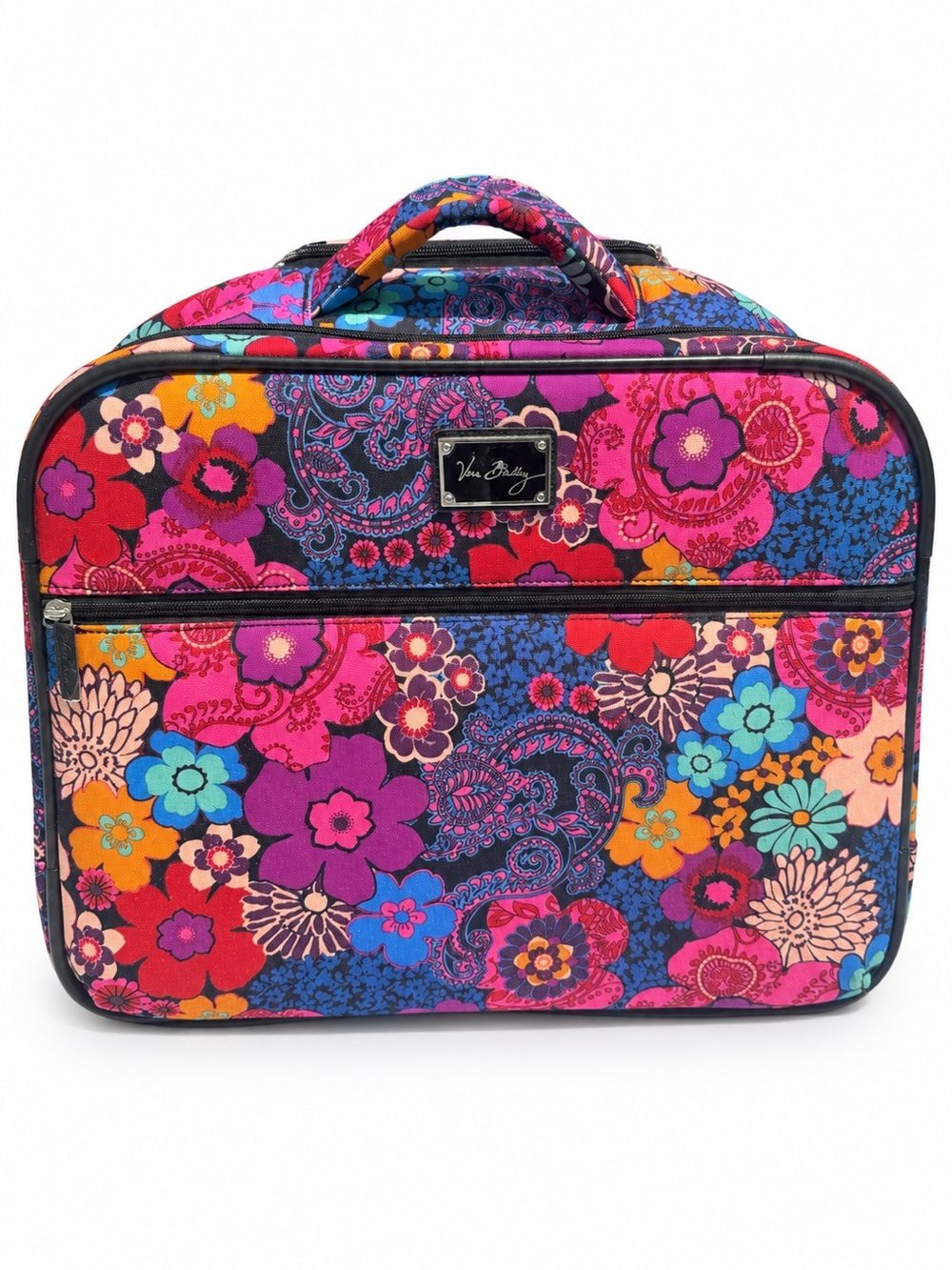 Vera Bradley Floral Paisley Rolling Laptop Work Bag Wheeled Travel Case EUC